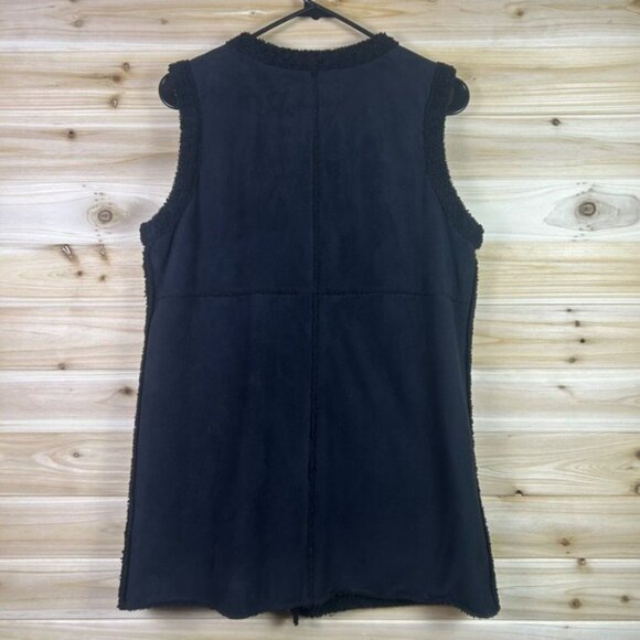 Tribal Jeans Sleeveless Asymmetrical Full Zip Black Long Vest Women's XS - Picture 4 of 5